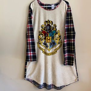 Harry Potter Hogwarts School Crest Plaid/Plush Nightgown Sz 2X-3X